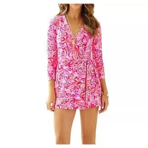 Lilly Pulitzer Karlie Wrap Romper in Mango Salsa Women’s Size XS